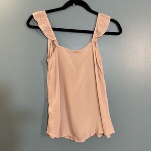 For Love & Lemons Skivvies White Pink Sheer Tank Silk‎ Blend